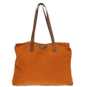 PRADA Tote Bag Nylon Orange Silver Auth